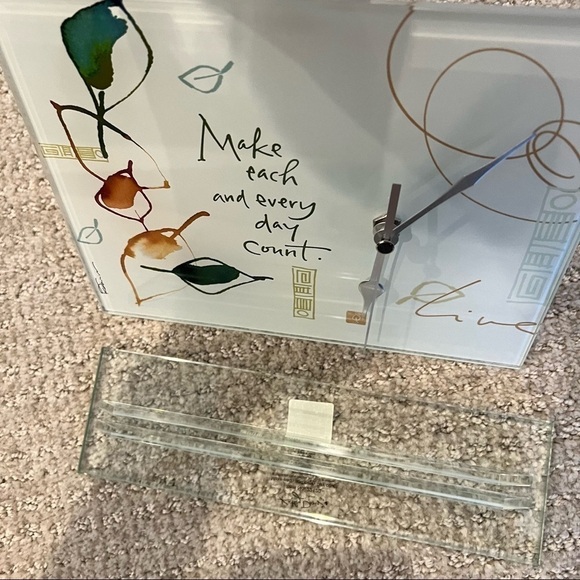 Clock Katy Davis Designs CLOCK. Base & Clock all Glass 9” X 7” X 2 1/2. … - Picture 2 of 6